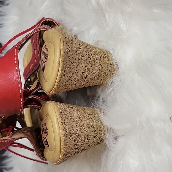 SPRING STEP Red Slide Sandal Wedge 36/6 - Picture 4 of 8